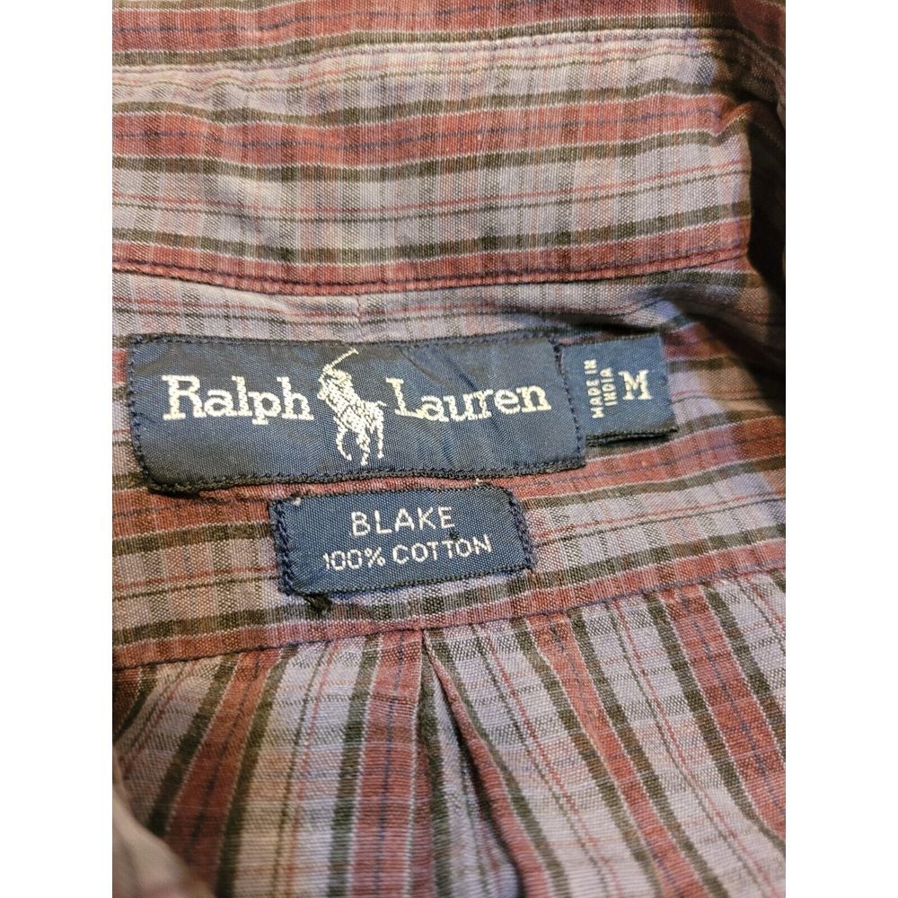 Ralph Lauren Blake Gray And White Plaid Mens Short‎ Sleeve Shirt Size M - Picture 4 of 5